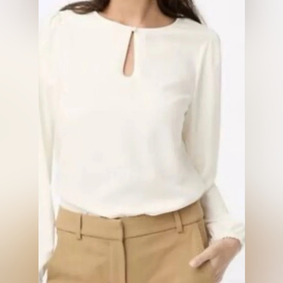 J. Crew Tops - J. Crew Cream V-Neck Key-hole Blouse